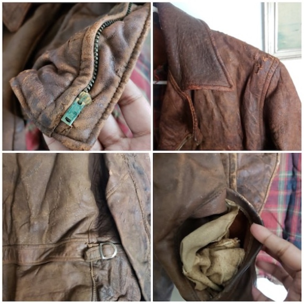 ❌SOLD❌ Antique Biker Jacket 40s 50s Distressed - Picture 10 of 14